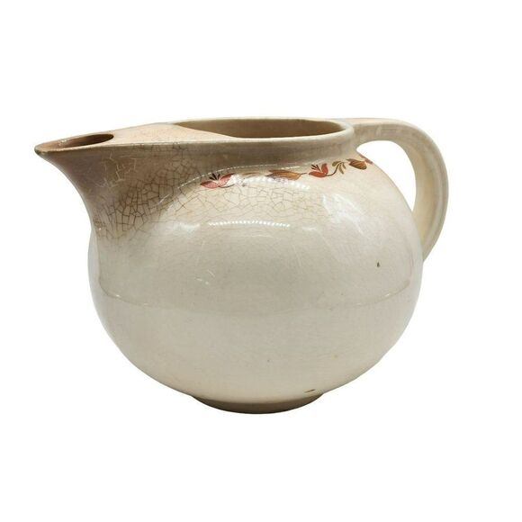 Vintage 1940's Universal Cambridge Glazed Pottery Pitcher Age Cracks in Glaze - Picture 1 of 11